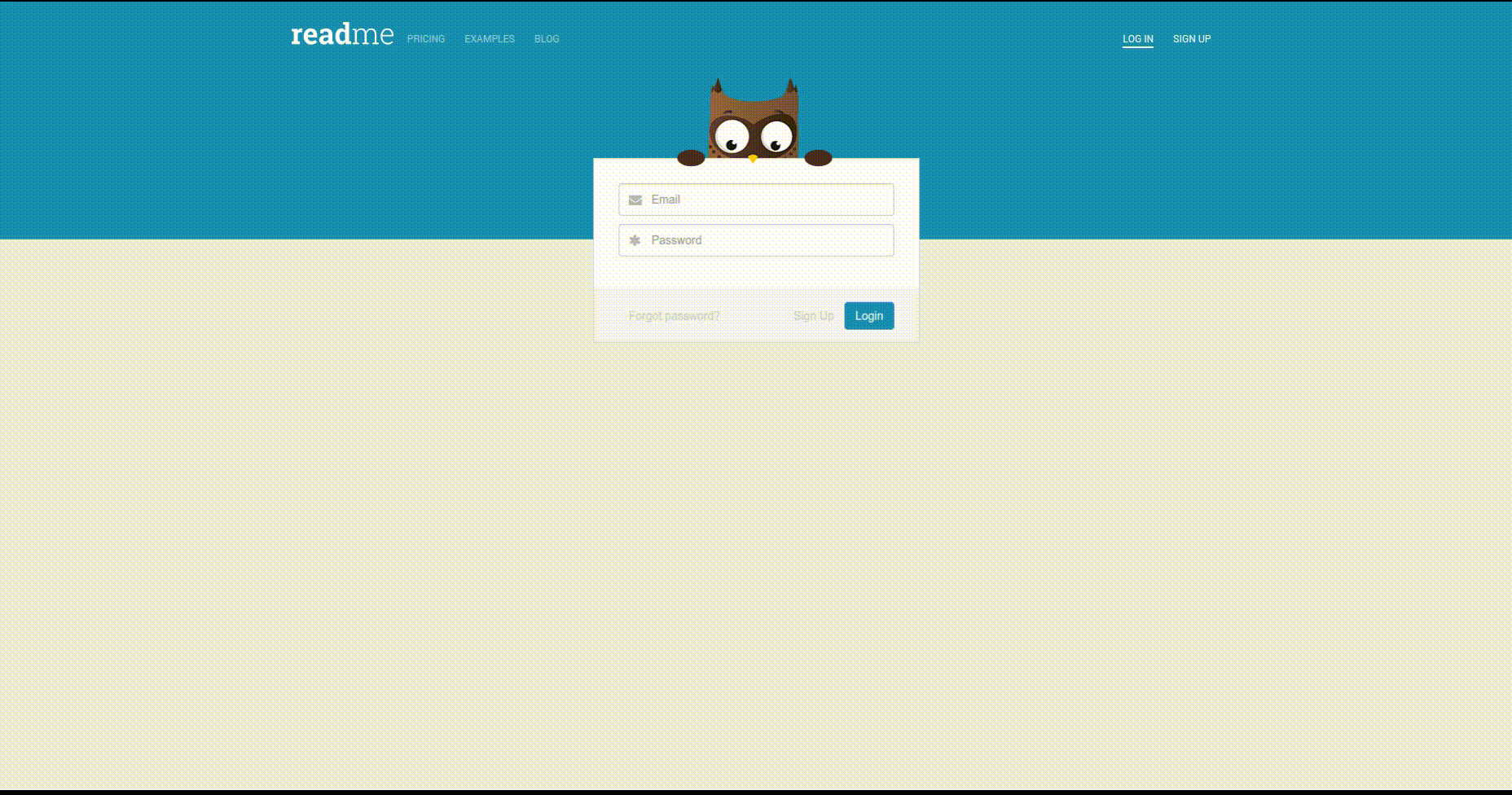 Example of login form on readme.io
