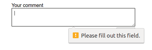 HTML form validation showing "Please fill out this field"